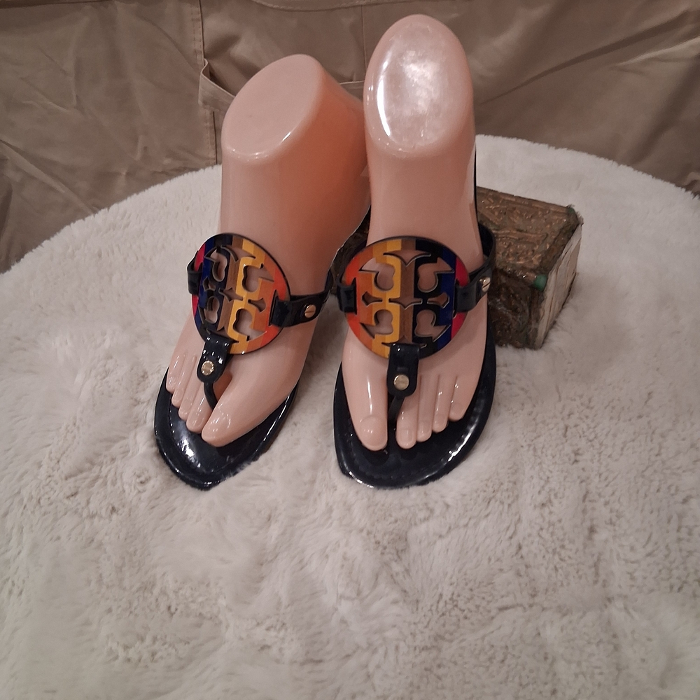 Tory Burch Rainbow Millers Sandals with Logo Medallion